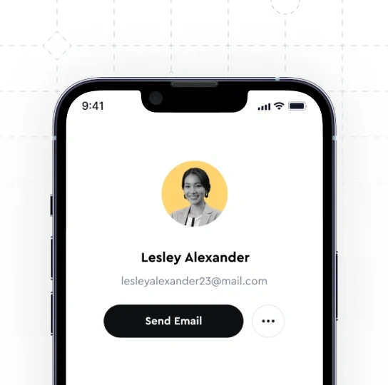 Contact card on a phone