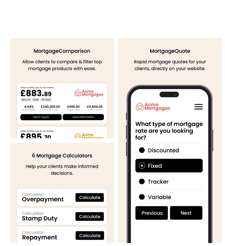 MortgageQuote screens