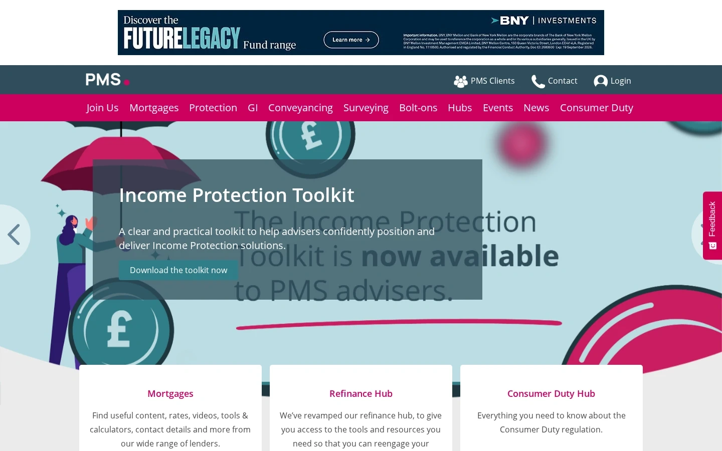 Partner website home page